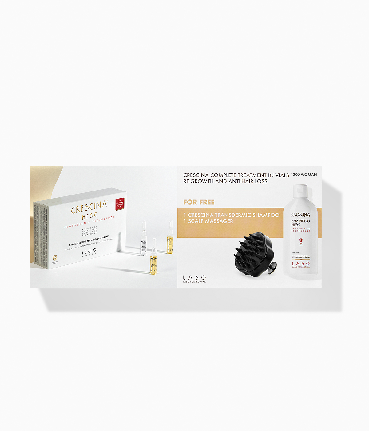 Crescina Transdermic HFSC Complete Woman Promo Pack + Crescina shampoo + Συσκευή μασάζ