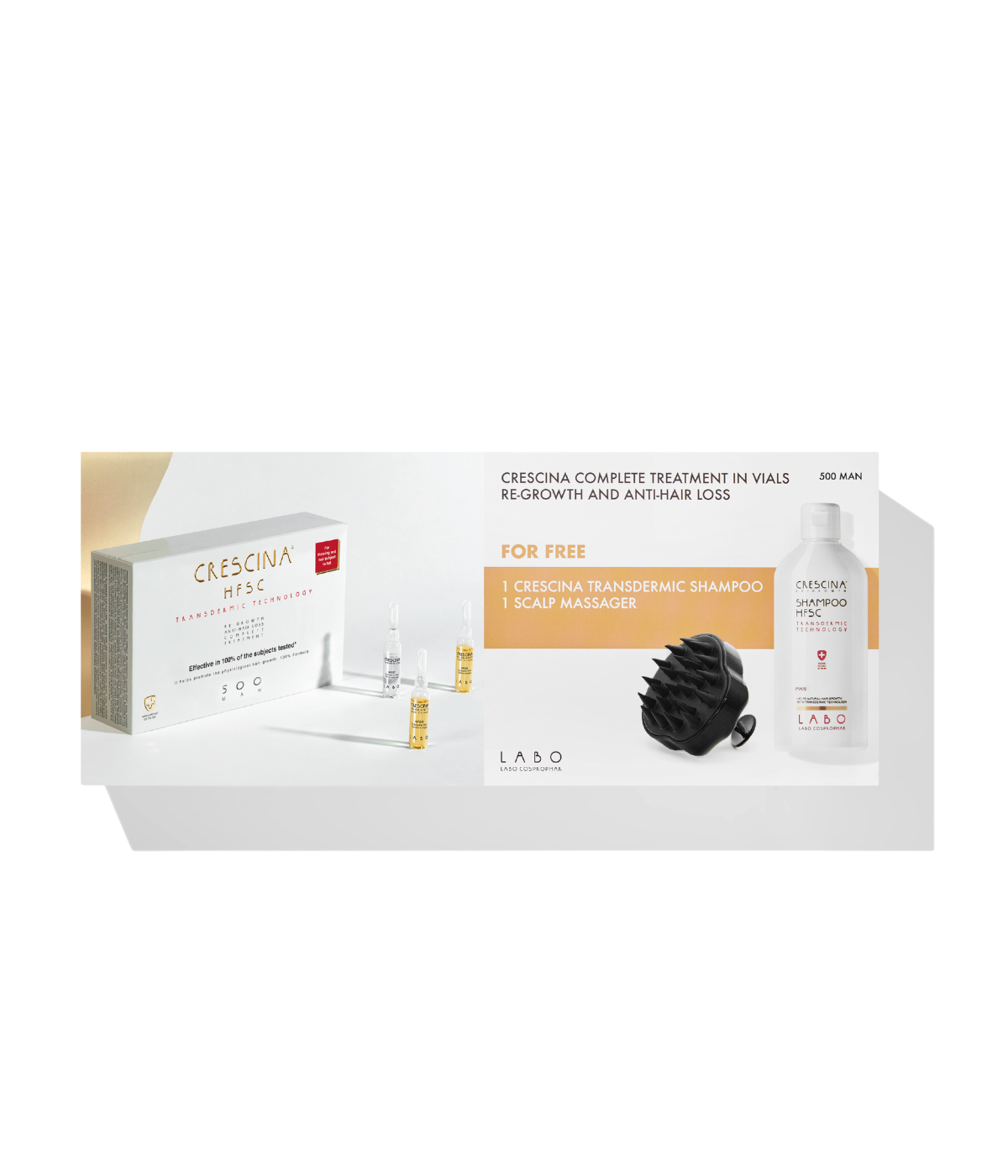 Crescina Transdermic HFSC Complete Man Promo Pack + Crescina shampoo + Συσκευή μασάζ
